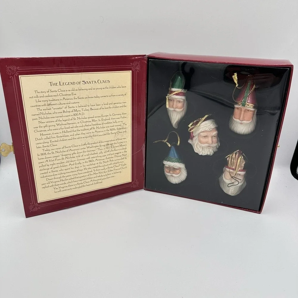 Vintage 2001 Hallmark‎ Legend Of Santa Claus Porcelain Ornaments Set Of 5 Xmas